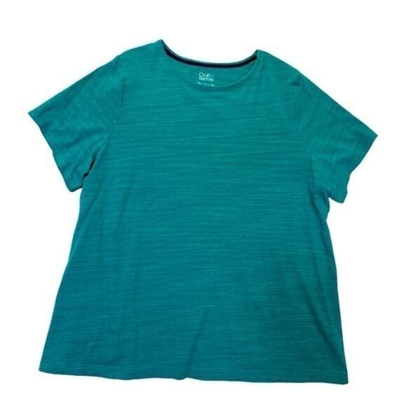 Croft & Barrow Classic Tee heather blue green teal short sleeve Womens plus 1X - Picture 1 of 5